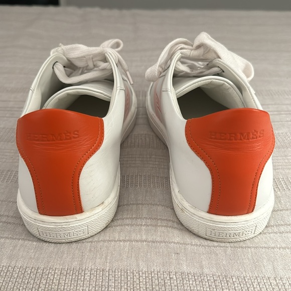 Hermes White and Orange Detail Women’s Sneakers - Picture 2 of 4